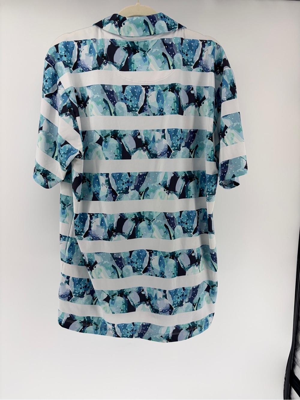 Men's Bad Birdie Short Sleeve Polo - Aqua & Navy Pattern Sz L - Picture 7 of 9